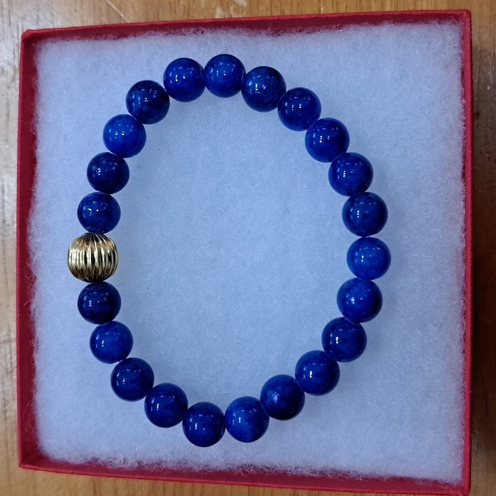 Cobalt Mountain Jade Stone Bracelet - Picture 3 of 5